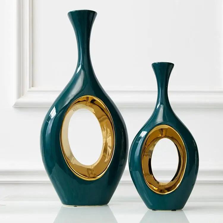 Golden Hollow Ceramic Vase